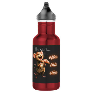 Botella De Agua Diseño de ratón de dieta de pizza divertida
