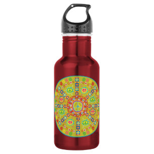 Botella De Agua Diseño de Símbolos de Paz