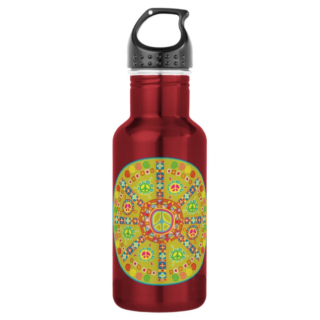 Botella De Agua Diseño de Símbolos de Paz (Anverso)