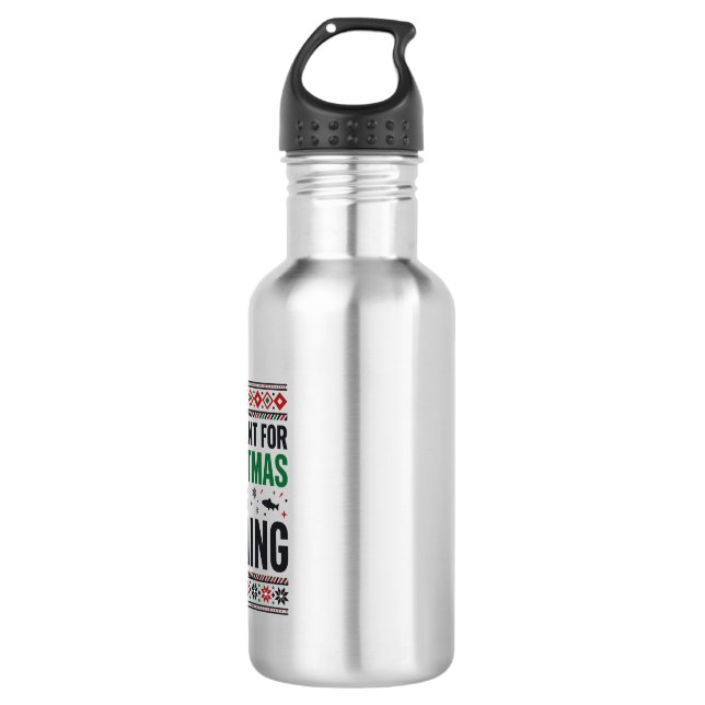 Botella De Agua Diseño de suéter feo de pesca de Navidad (Anverso)
