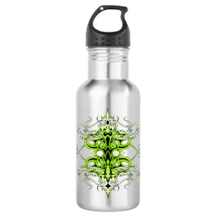 Botella De Agua Diseño de tatuaje tribal Personalizado verde