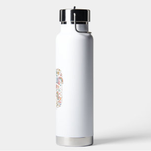 Botella De Agua Diseño de vector adorable de unicornios de paz y a