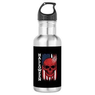 Botella De Agua Diseño de vector de bandera de cráneo de Halloween