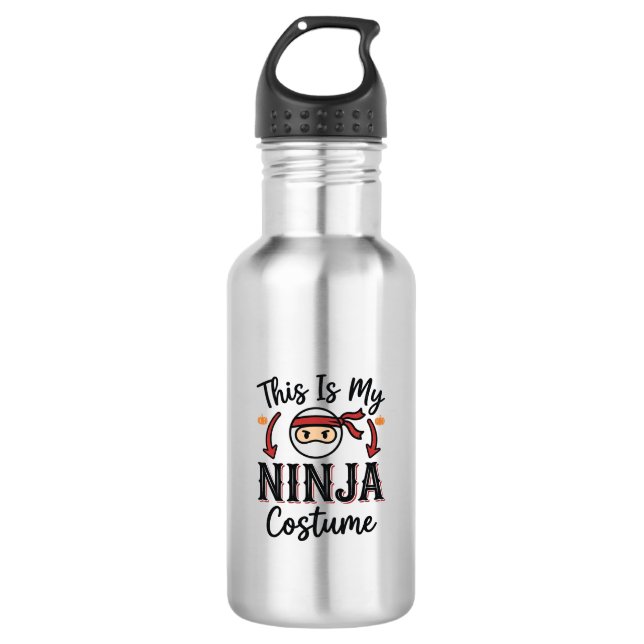 Botella De Agua Diseño de vector de disfraz de ninja divertido de  (Anverso)