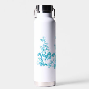 Botella De Agua Diseño decorativo azul bola, turquesa medio