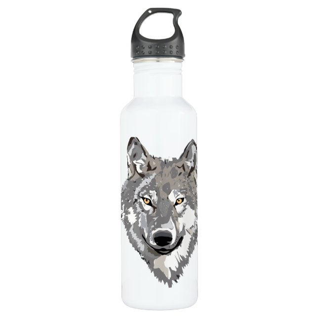 Botella De Agua Diseño del lobo gris (Anverso)