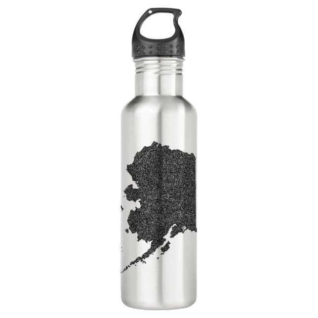 Botella De Agua Diseño del mapa de Alaska con fronteras (Anverso)