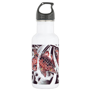 Botella De Agua Diseño del tatuaje de Koi Rojo