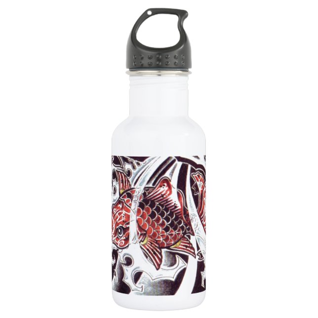Botella De Agua Diseño del tatuaje de Koi Rojo (Anverso)