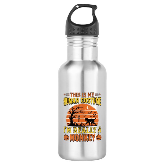 Botella De Agua Diseño divertido de camiseta de disfraz de mono hu (Anverso)