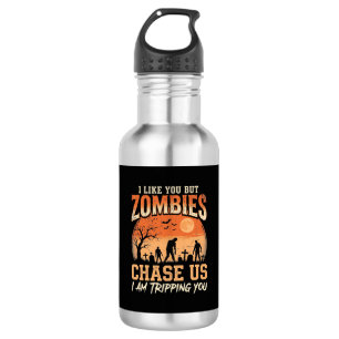 Botella De Agua Diseño Divertido de Zombies Persiguiéndonos en Hal
