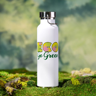 Botella De Agua Diseño Ecológico Retro Ve a Verde