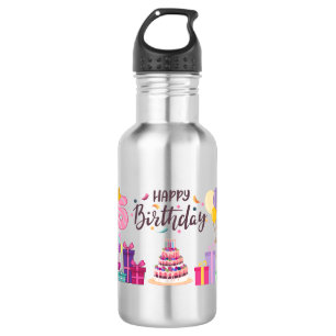 Botella De Agua Diseño editable de feliz cumpleaños 