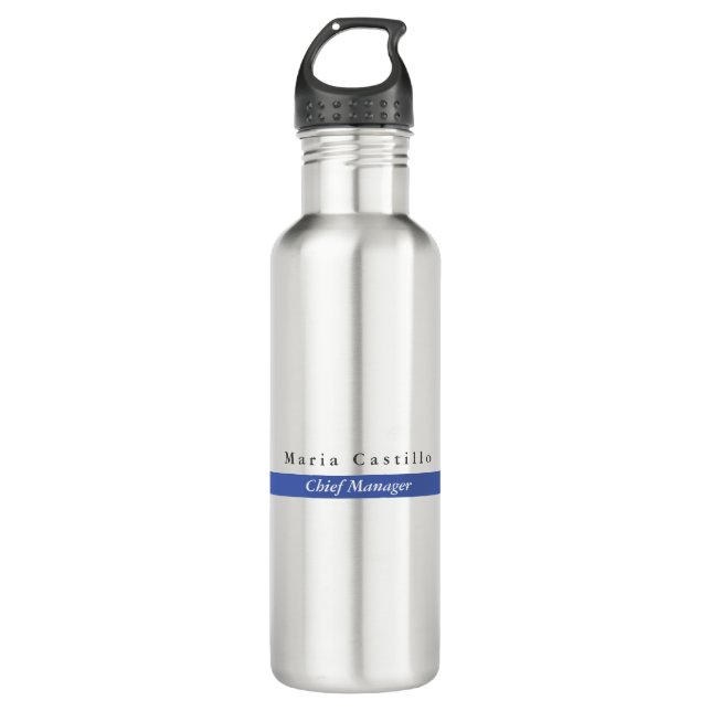 Botella De Agua Diseño elegante azul blanco Minimalista (Anverso)