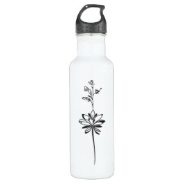 Botella De Agua Diseño elegante de la "Línea floral Minimalista"