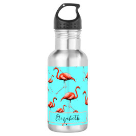 Botella De Agua Diseño Flamingo Rosa Nombre personalizado Animales