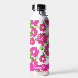 Botella De Agua Diseño floral de abstrato rosado vibrante Person