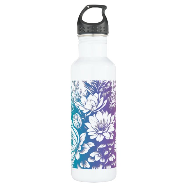 Botella De Agua Diseño floral de color pastel vintage (Anverso)