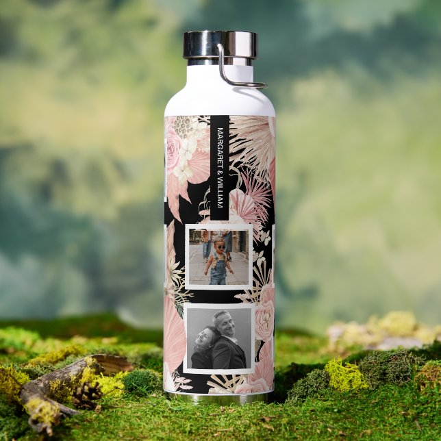 Botella De Agua Diseño floral de seis fotos de seis boho personali (Exterior)