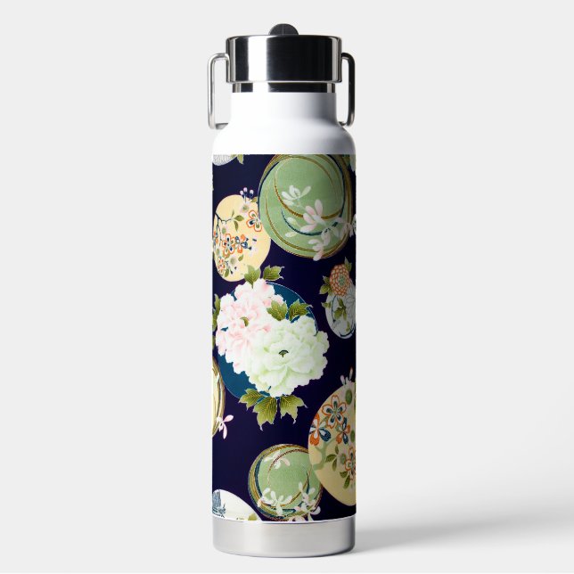 Botella De Agua Diseño Floral Japonés (Frente)