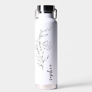 Botella De Agua diseño floral minimalista nombre personalizado tum