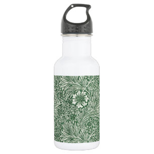 Botella De Agua diseño floral verde caléndula de william morris