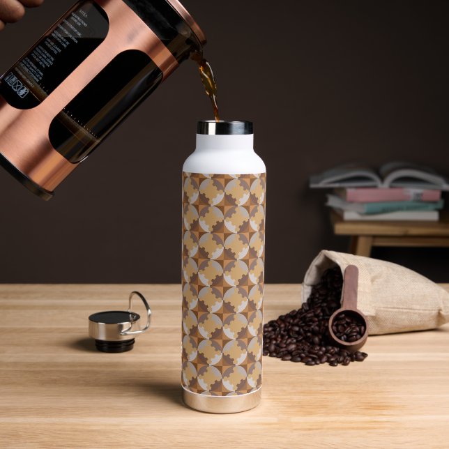 BOTELLA DE AGUA DISEÑO GEOMÉTRICO. (Café)