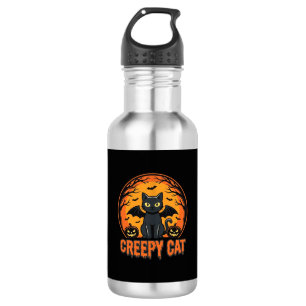 Botella De Agua Diseño gráfico de gato espeluznante de Halloween m