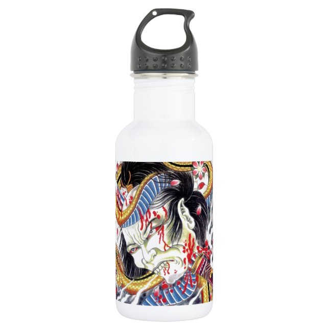 Botella De Agua Diseño Grotesco y de tatuaje de serpientes (Anverso)