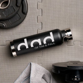 Botella De Agua Diseño moderno y simple de papá con nombres de niñ