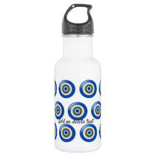 Botella De Agua Diseño ocular griego acaba de añadir texto