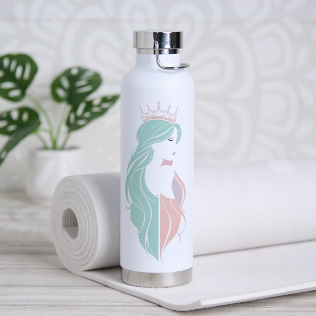 Botella De Agua Diseño pastel "Reina elegante con corona" (Yoga (girado))