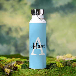 Botella De Agua Diseño personalizado de monograma de nombre en let
