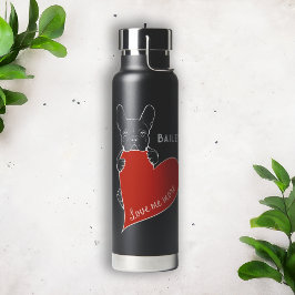 Botella De Agua Diseño personalizado de perros de corazón rojo en 