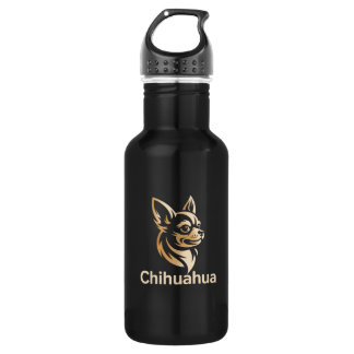 Botella De Agua Diseño Premium de Chihuahua en Dorado