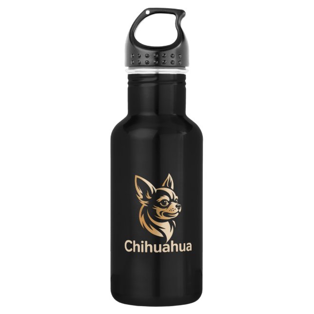 Botella De Agua Diseño Premium de Chihuahua en Dorado (Anverso)