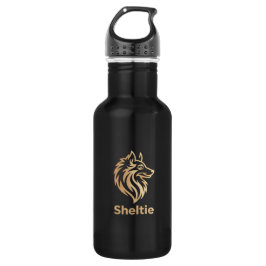 Botella De Agua Diseño Premium de Sheltie en Dorado