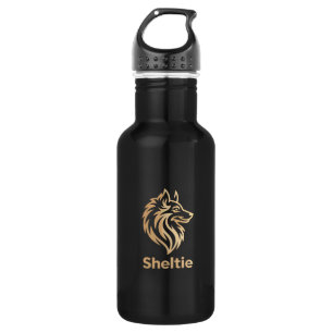 Botella De Agua Diseño Premium de Sheltie en Dorado