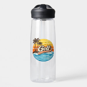 Botella De Agua Diseño Retro Atardecer de Golf