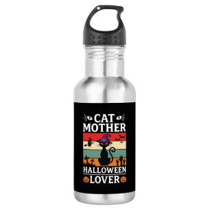 Botella De Agua Diseño Retro de Bruja Amante de la Madre Gato de H