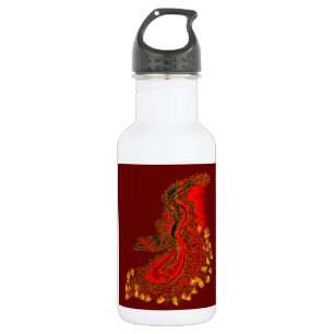 Botella De Agua Diseño rojo y dorado de China Dragon