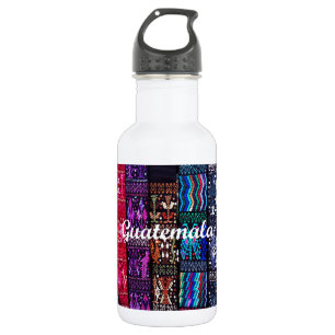 Botella De Agua Diseño textil guatemalteco.