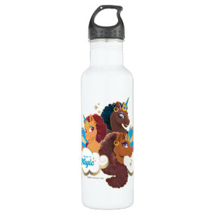 Botella De Agua Diseño tripartito "Made of Magic" de Afro Unicorn