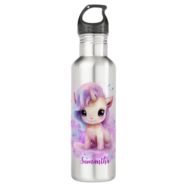 Botella De Agua Diseño unicornio personalizado (Anverso)