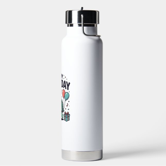 Botella De Agua Diseño vectorial de fiesta de cumpleaños de tortug (Izquierda)