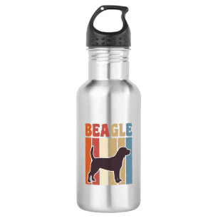 Botella De Agua Diseño vectorial de raya retro de perro Beagle vin