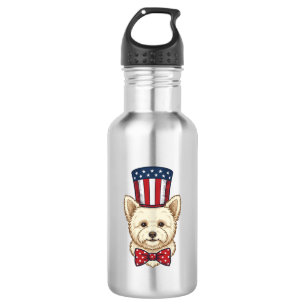 Botella De Agua Diseño vectorial vintage de perro patriótico con s