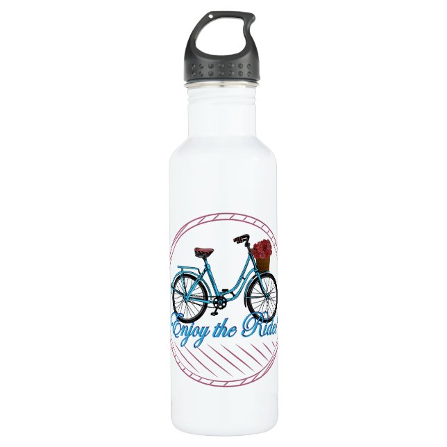 Botella De Agua Disfrute De La Bicicleta Azul De Ride (Anverso)