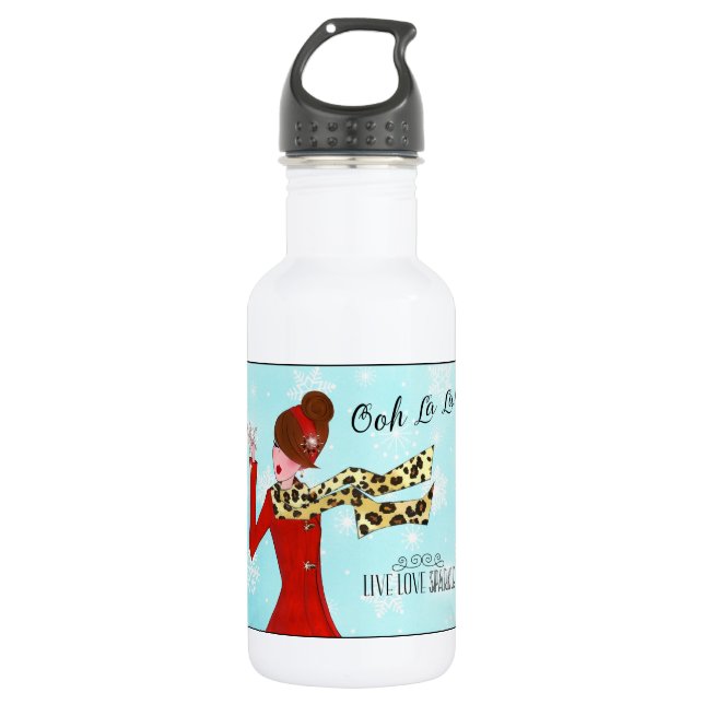 Botella De Agua DIVA DEL INVIERNO - ¡Vive Ama Brillante! (Anverso)