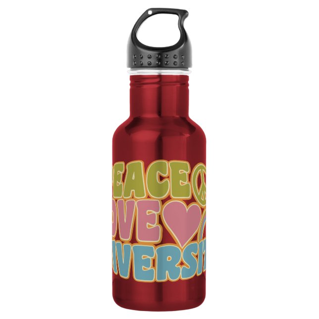 BOTELLA DE AGUA DIVERSIDAD DEL AMOR DE LA PAZ (Anverso)